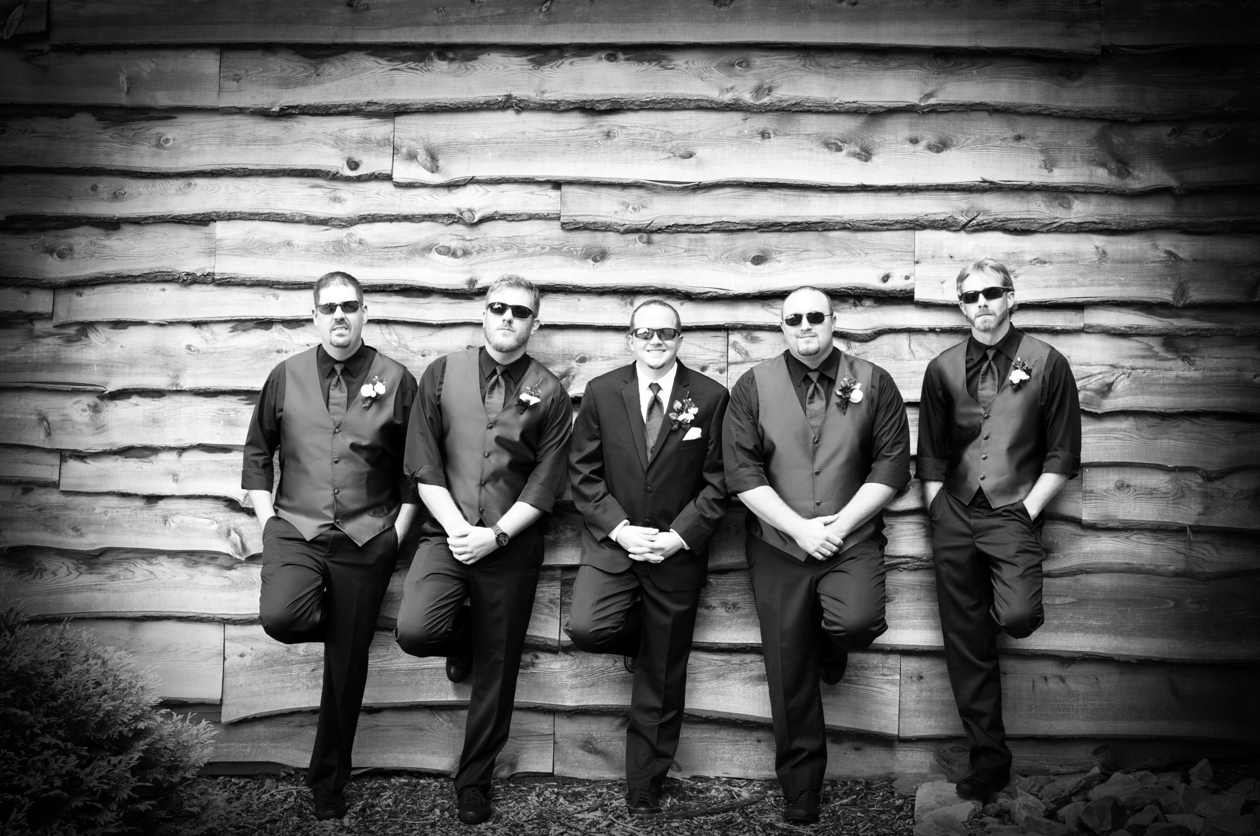 Black-and-white wedding photo at The Lodge at Indian Lake